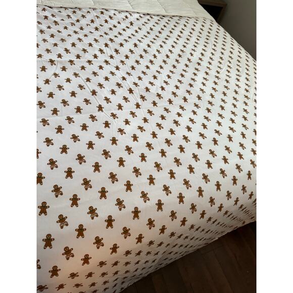 Holiday Gingerbread Flat Sheet Cute Christmas Bedding King Size Bed - Picture 3 of 6